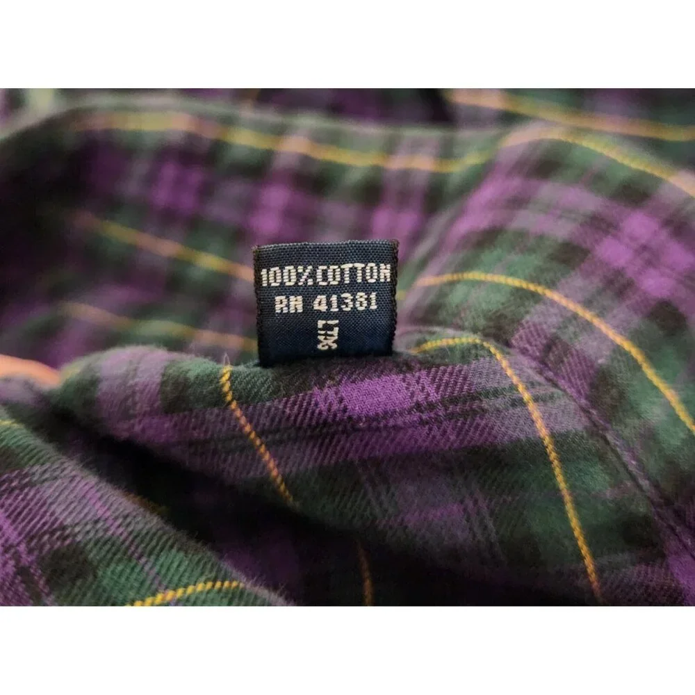 Polo Ralph Lauren Shirt‎ Regent Classic Fit Button Up Purple Blue Check XL EUC
